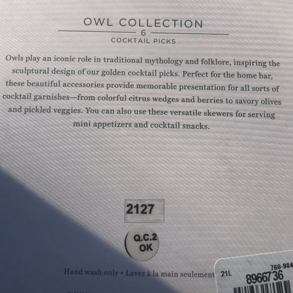 OWL, mini appetizers, cocktail picks by Williams Sonoma, HTF NIB set of six - Picture 5 of 8